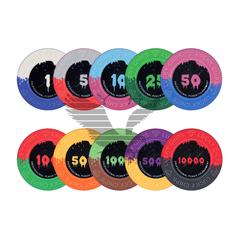 

YH 10g 39mm Customizable Engraved Lucky Chips Ceramic Professional Poker Chips With Custom Logo
