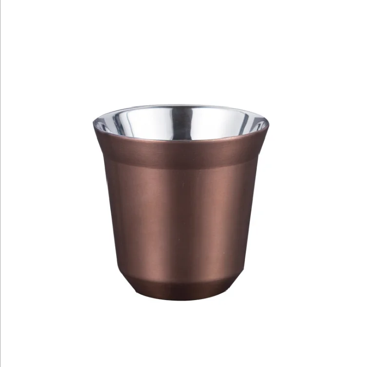 

Double Wall Insulated Stainless Steel Rose Golden 80ml 160ml Tumbler Cups, Heat Resistant Nespresso Cup Coffee, Customized color