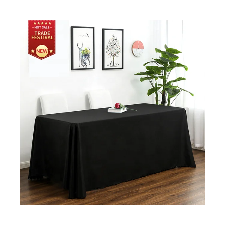 

Good Quality Fancy yellow red black Stretch Restaurant Dinning table clothes linen for weddings decorations