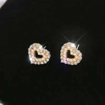 

New simple pendant fan-shaped heart stud earrings 2020, As pic