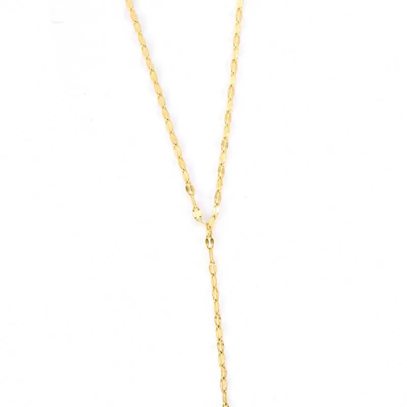 

Custom New Trendy Lariat Chic Minimalist Drop Bar Y Chain 14k necklace gold