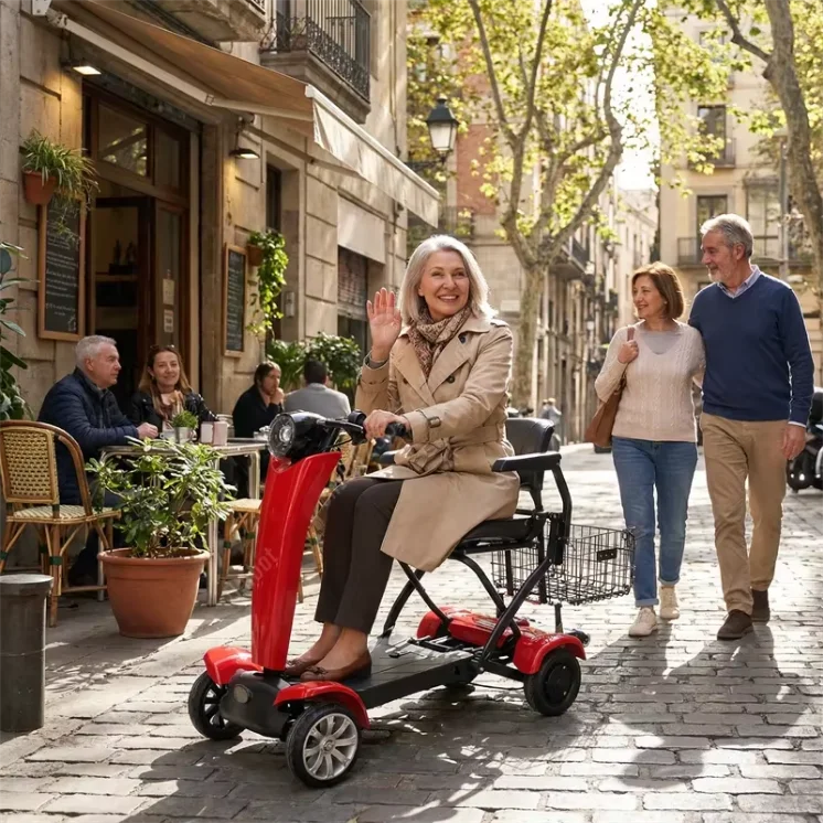 Auto Fold Dual Motor 4-Wheel Electric Scooter 36V 500W Lightweight 40-60km Range Unisex Portable Mobility Vehicle Elderly Riders