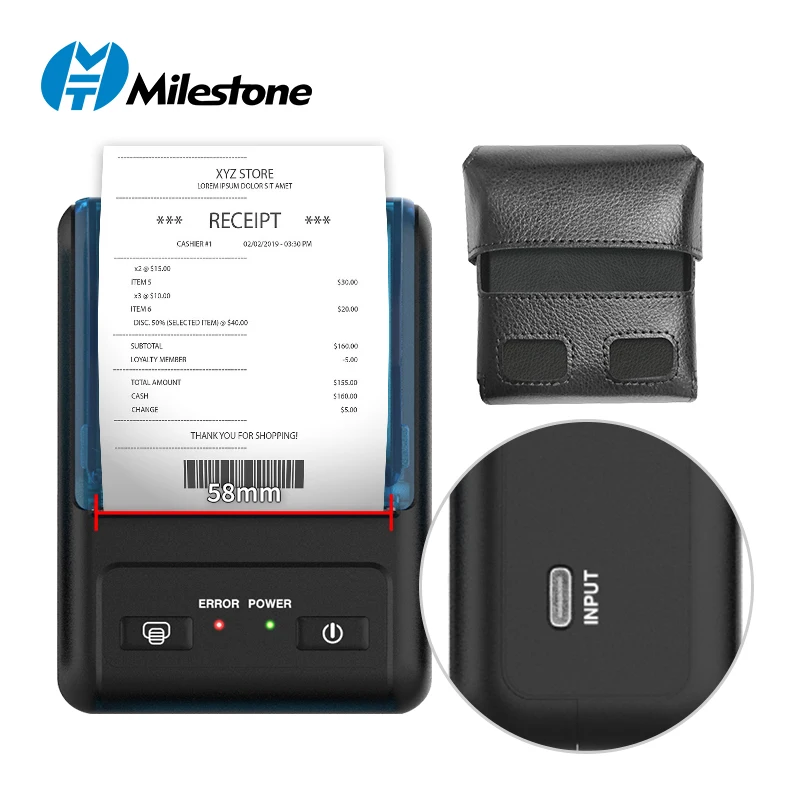 

MHT-P11 Mobile 58mm wireless inkless mini portable bluetooth thermal receipt printer