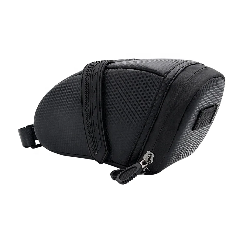 

Custom waterproof hard shell bicycle rear bag wholesale TPU and 210D polyester bike saddle bag, Black