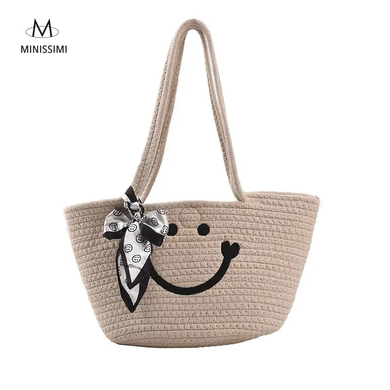 

Factory Direct Wholesale Sac A Main Femme Straw Tote Bag Customized Logo Beach Bags Silk Print Straw Straw Bags