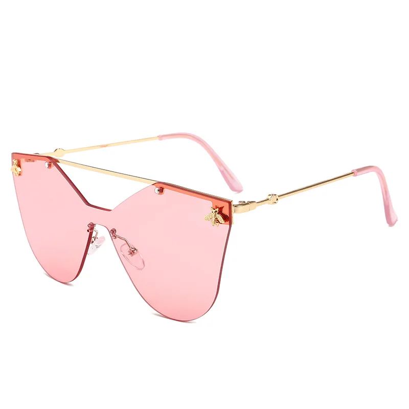 

2021 New Design Brand Custom Logo Square Frame Glasses Women Fashionable Little Bee Polygonal Metal Polarized Sunglasses
