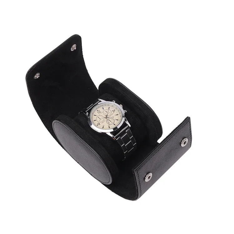 

Spot wholesale Amazon high quality PU leather black brown business watch gift case box single watch storage box bag, Black or brown