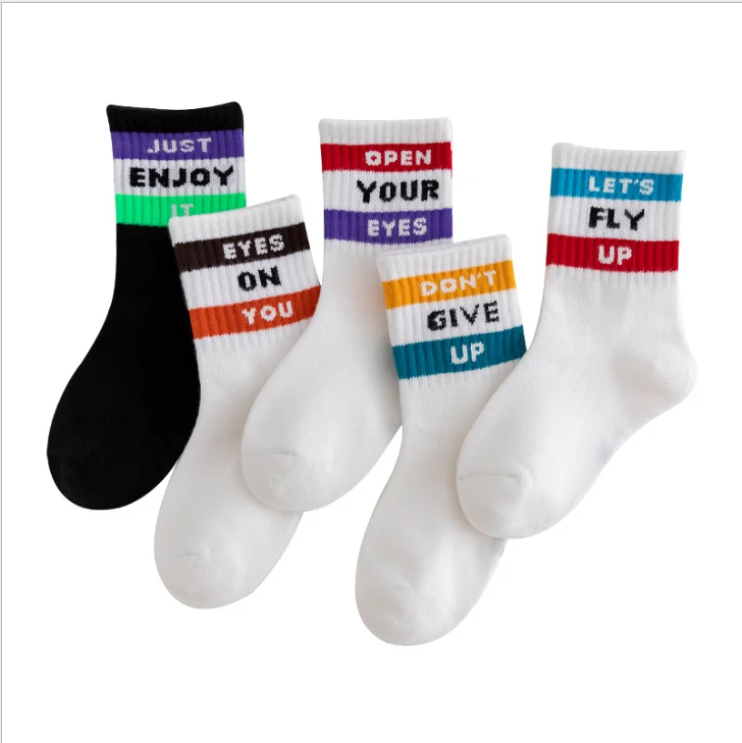 

New arrival fall winter Fashion words letters little girls slogan quotes phrase kids socks, Picture