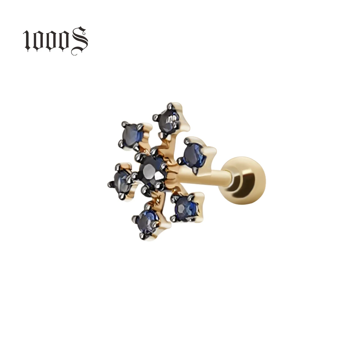 

1000S Jewelry 14K Solid Gold New Design Earring Fashion Women 14K Real Gold With Sapphire Stone Earring