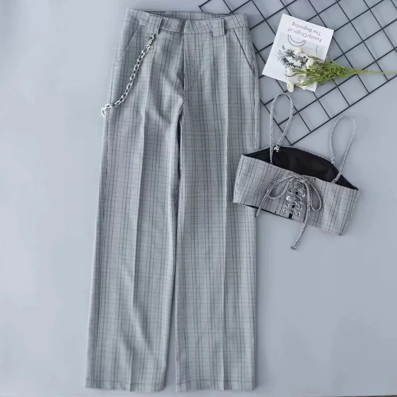 

2020 New arrivals women casual two piece bra top with full length trousers set for women