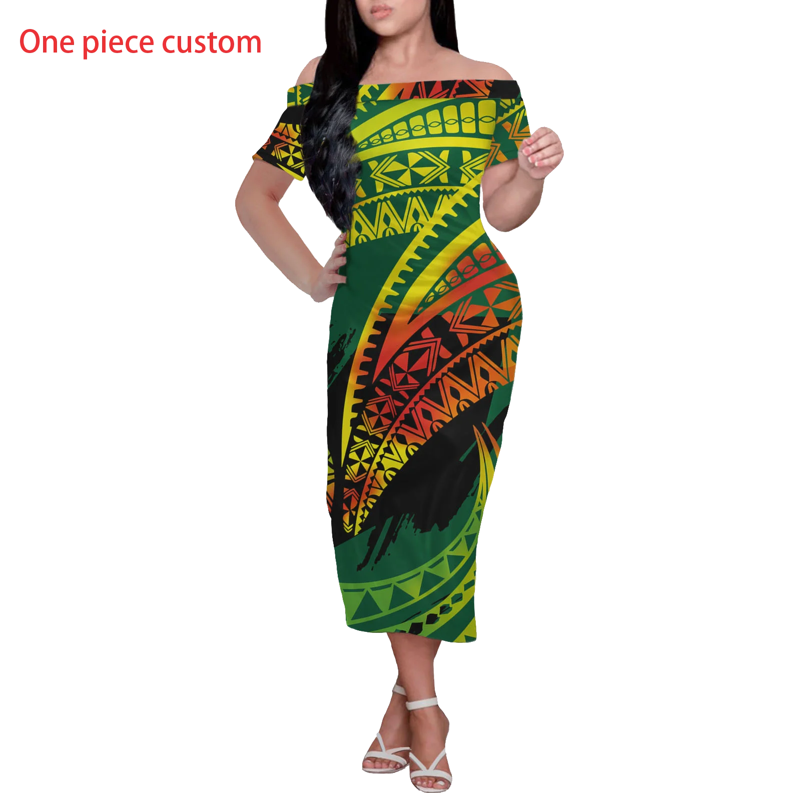 

2021 new arrival tribal stitching pattern delgado vestido midi apparel women plus size sequin bodycon midi dress with sleeves