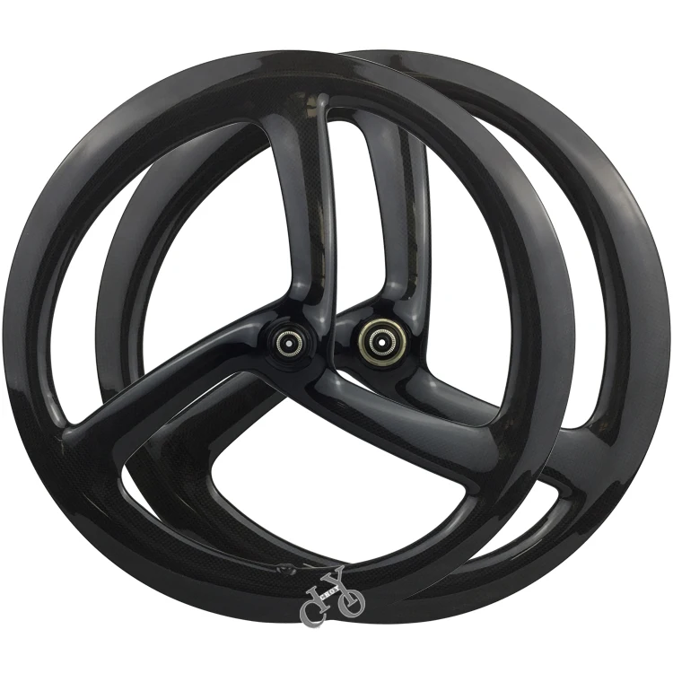 

20 Inch 451 Carbon Tri Spoke Wheelset Disc Brake Clincher 451 Carbon Wheelset 25mm BMX 451 Wheelset for Fnhon Blast Folding Bike