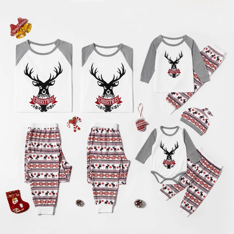 
Wholesale cotton sets deer pattern 2020 matching christmas pajamas family Christmas pajamas for family 
