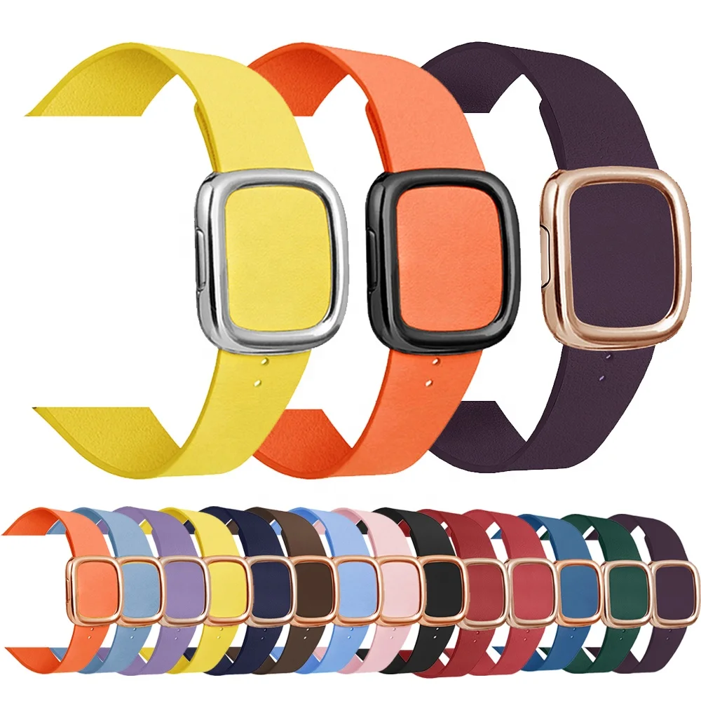 

Tschick Modern Buckle Genuine Leather Loop Strap For Apple Watch Band 4 5 Bracelet Band For iWatch Series 3 38mm/40mm/42mm/44mm, Multi-color optional or customized