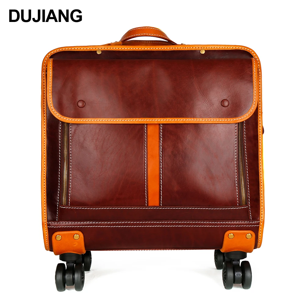 

Guangzhou Travelling Bags Trolley Luggage Custom Suitcase Genuine Leather Luggage Bags Cases Travel 4 Wheels Trolly Bag, Yellow brown,red wine