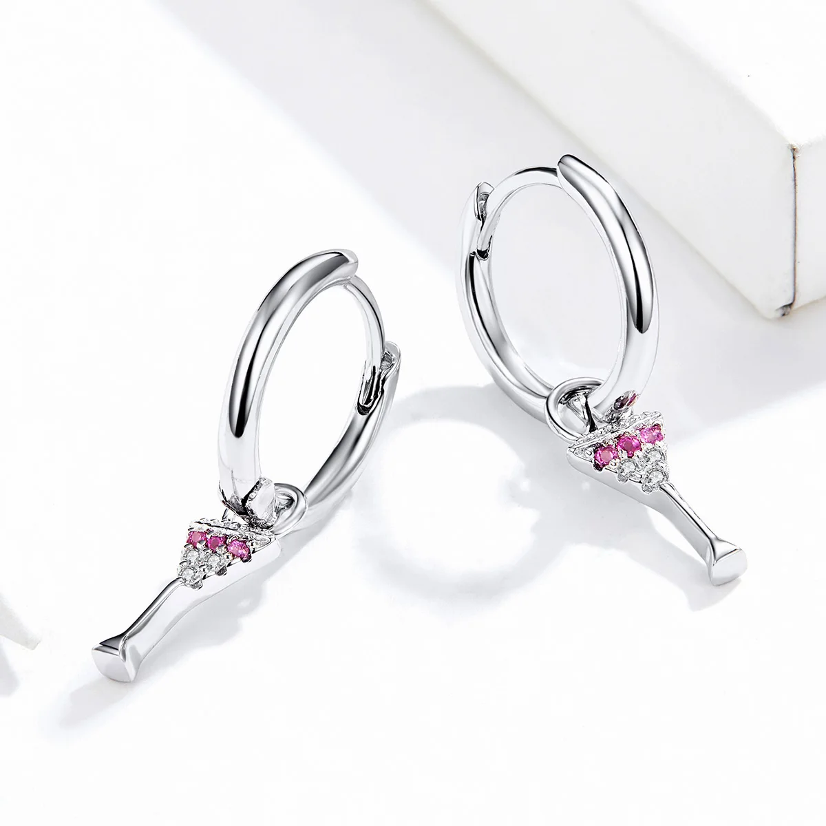 

Fine Romantic Zircon Jewelry Wine Glasses Minimalist Earrings 925 Sterling Silver Custom