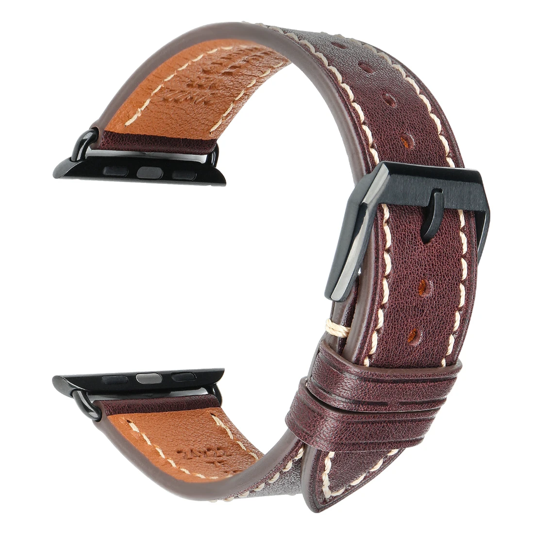 

Vegetable Tanned Leather Apple Watch Bands 44mm 42mm 40mm 38mm for iWatch Series SE 6 Series 5 4 3 Leather Apple Watch Strap, Light brown, dark brown, black