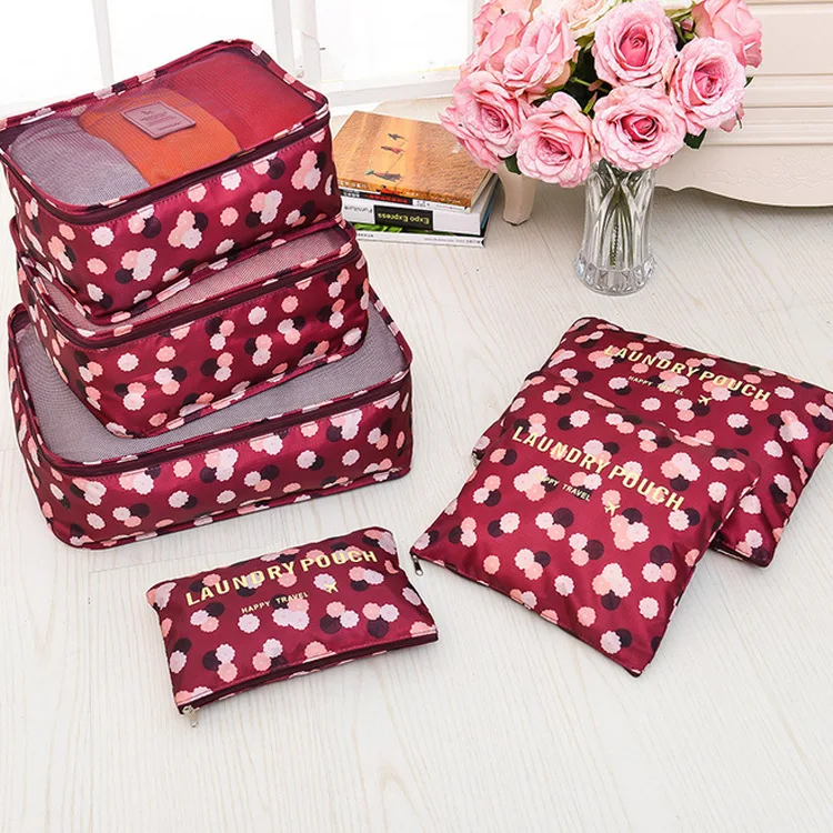 

Wholesale Hot 6pcs Set Packing Cubes Waterproof Travel Set Promotional Folding Trip Organizer Bag