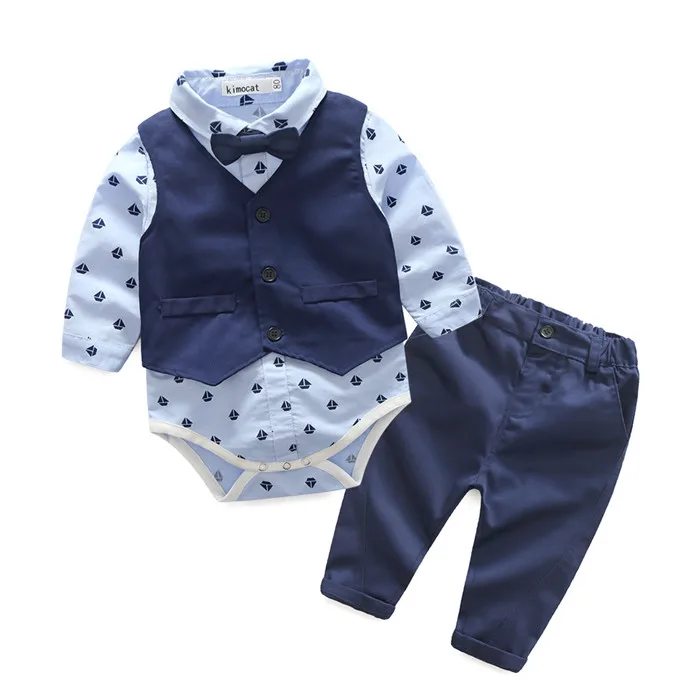 

Wholesale Factory Price Baby Boys Fashion Clothes 3 Pieces Suits Of Newborn Clothing Spring Wear, Picture shows