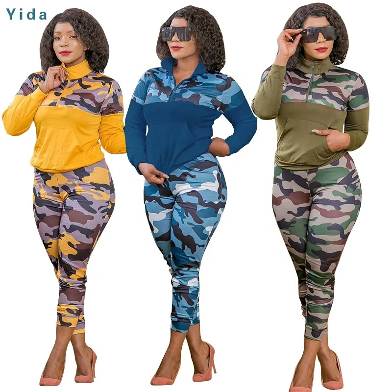 

Good quality S-5XL camouflage pants fall woman sets casual outfits plus size track suits women