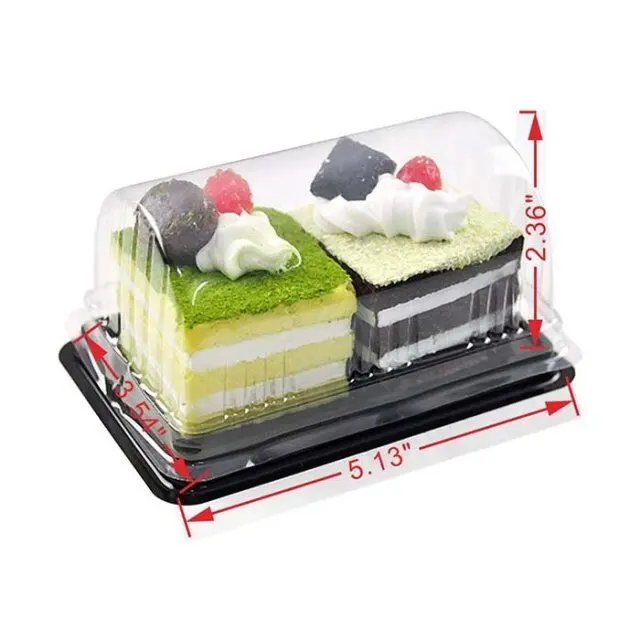 

wholesale qatar cup cake plastic box 2 hole clamshell transparent plastic square mousse cake box