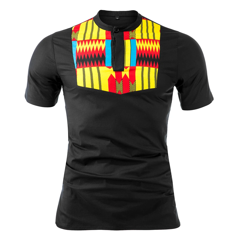 

Stylish Summer Short Sleeves T Shirts African Printing Ankara Men Clothes Casual African Men T Shirts For Daily Wearings, As picture
