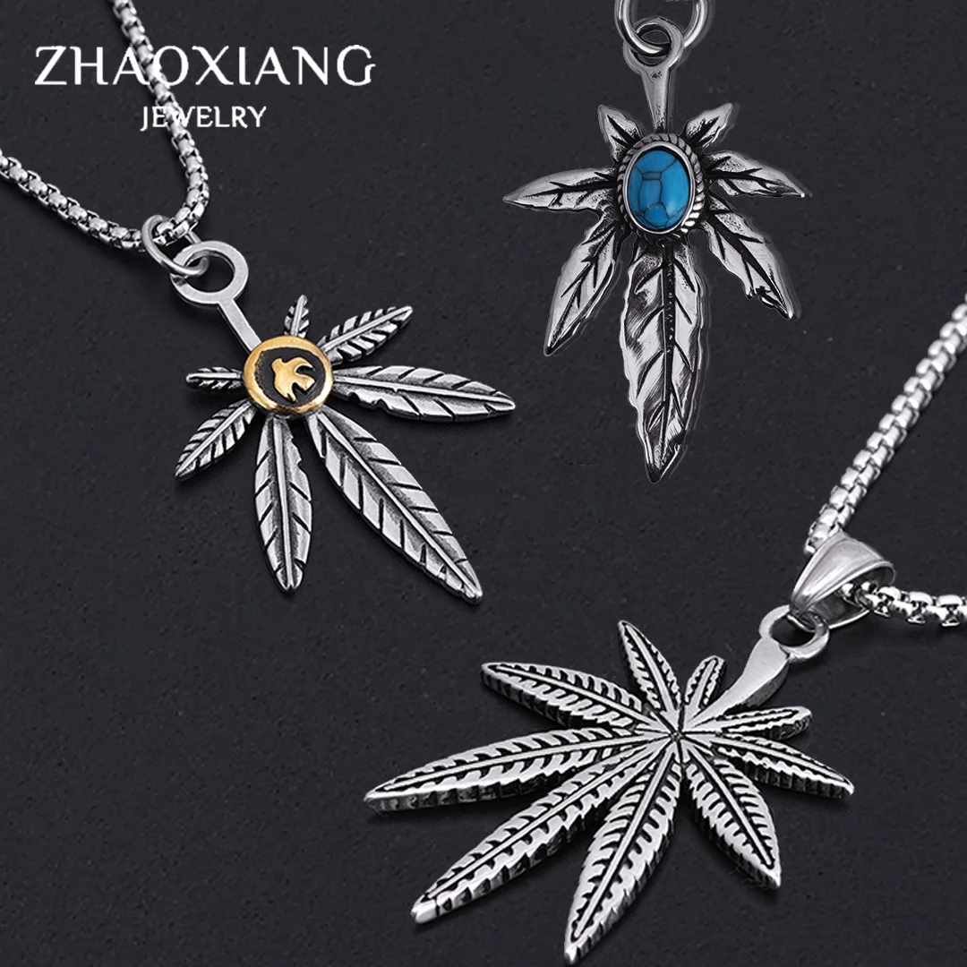 

Maple Leaf Necklaces Pendants Small Weed Herb Charms Stainless Steel Jewelry For Women