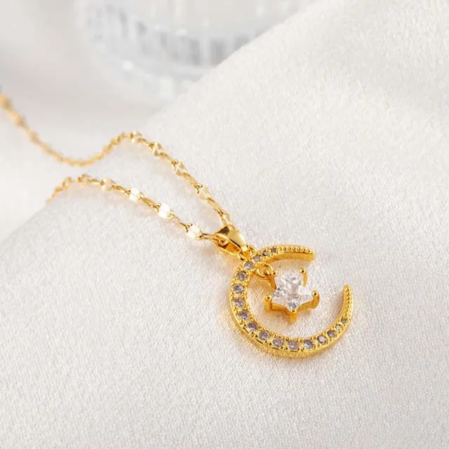 

Hot Sale Bling Rhinestone Gold Necklace Women Jewelry