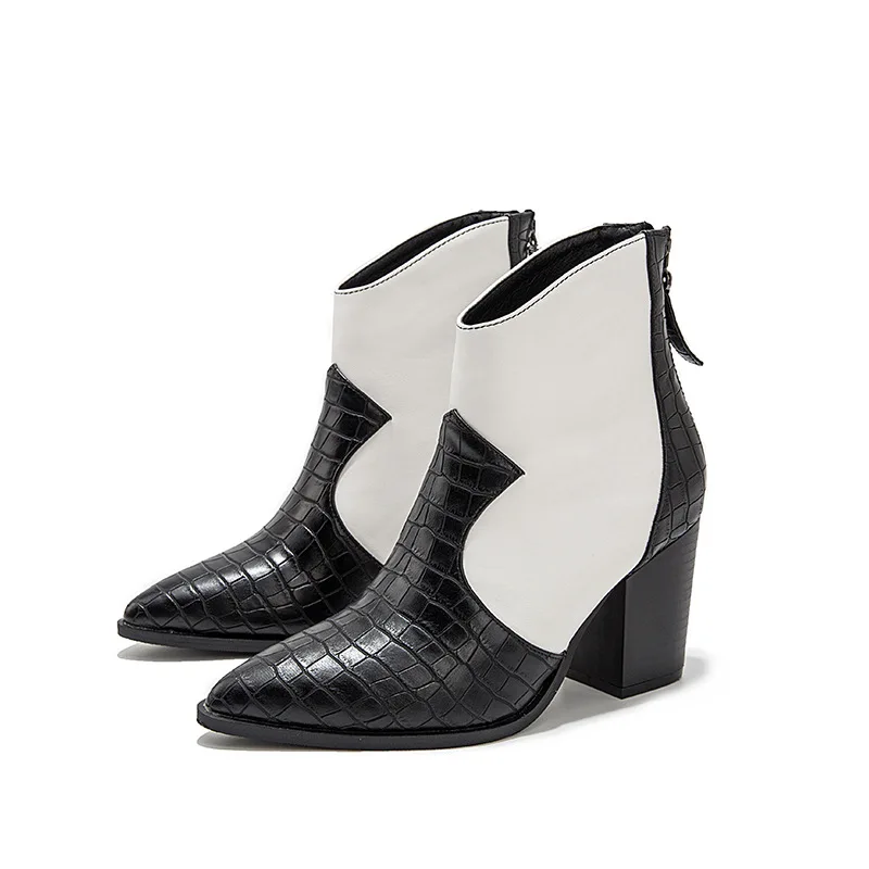 

Ladies Fashion High Heels Women Ankle Boots PU Leather Platform Winter Boots for Women