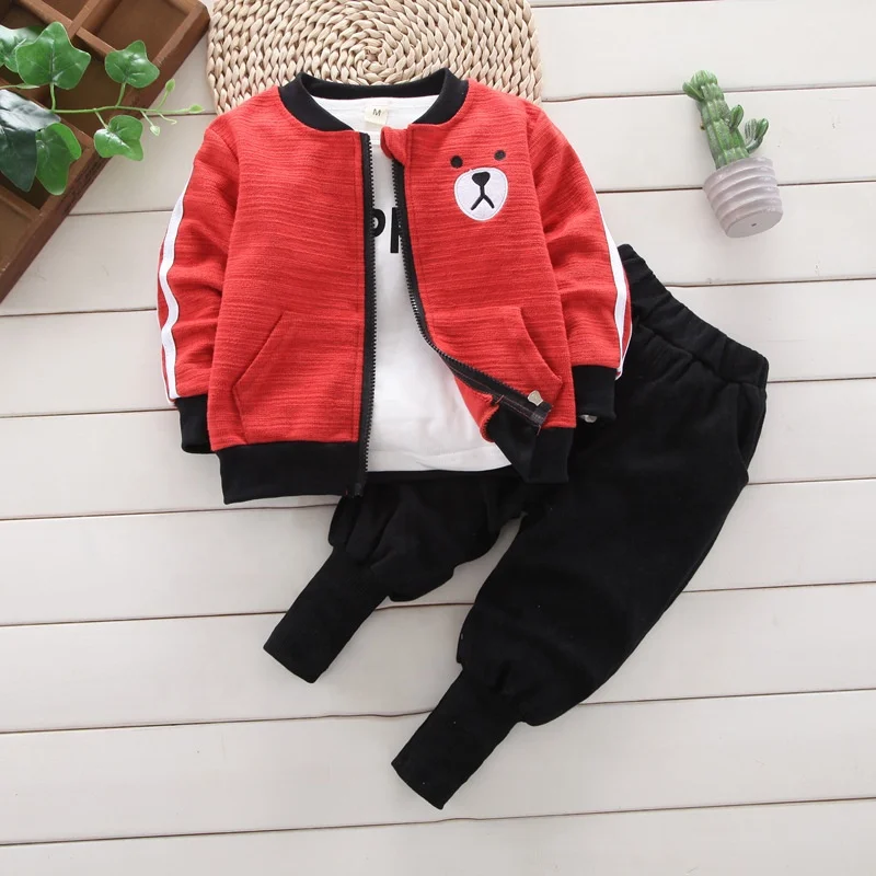 

2021 baby boys autumn clothes coat + long sleeve shirts + pants children's casual suits children's three piece sets