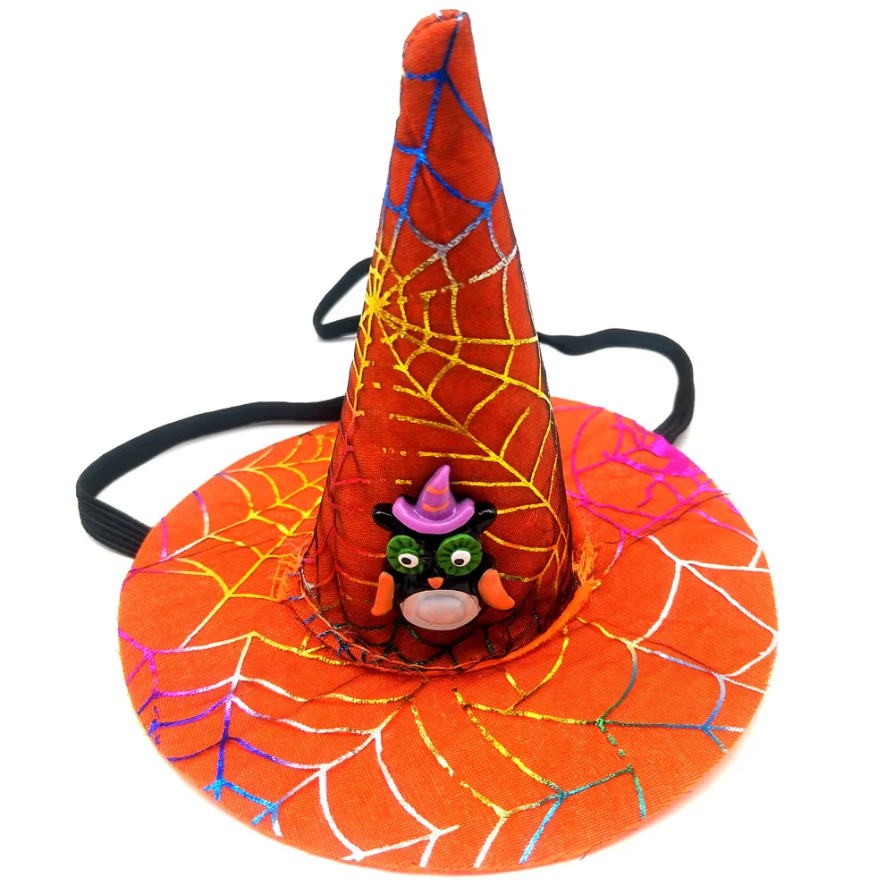 

Halloween Pets Hat Black Orange Flower Pumpkin Witch Dog Cat Halloween Party Decorative Hat Adjustable Puppy Hat Ornament, As pic shown