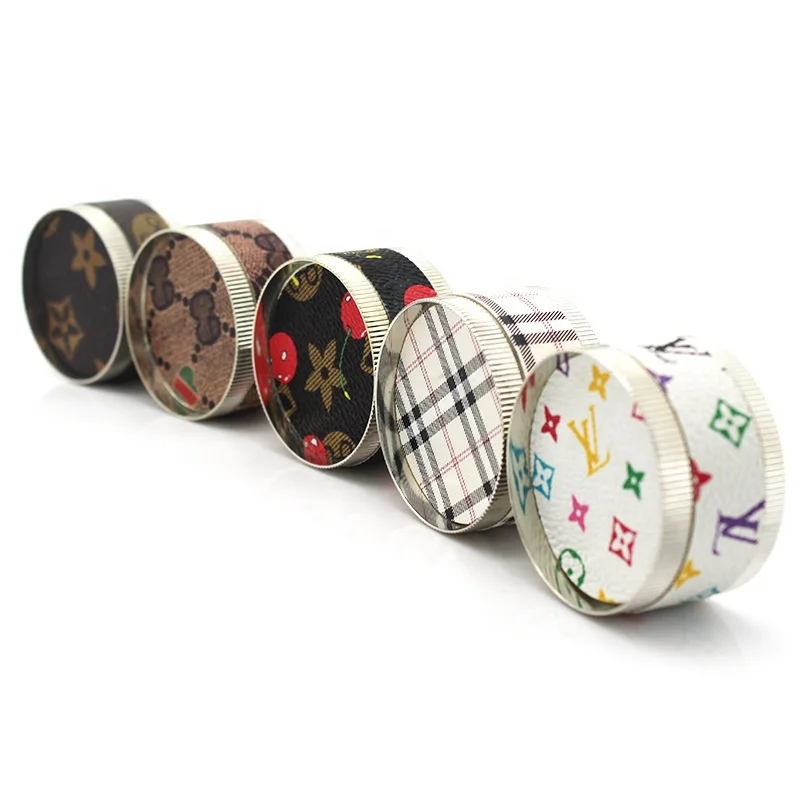 

Printed Leather Zinc 50MM 3 Layers Weed Accessories Herbal Grinder