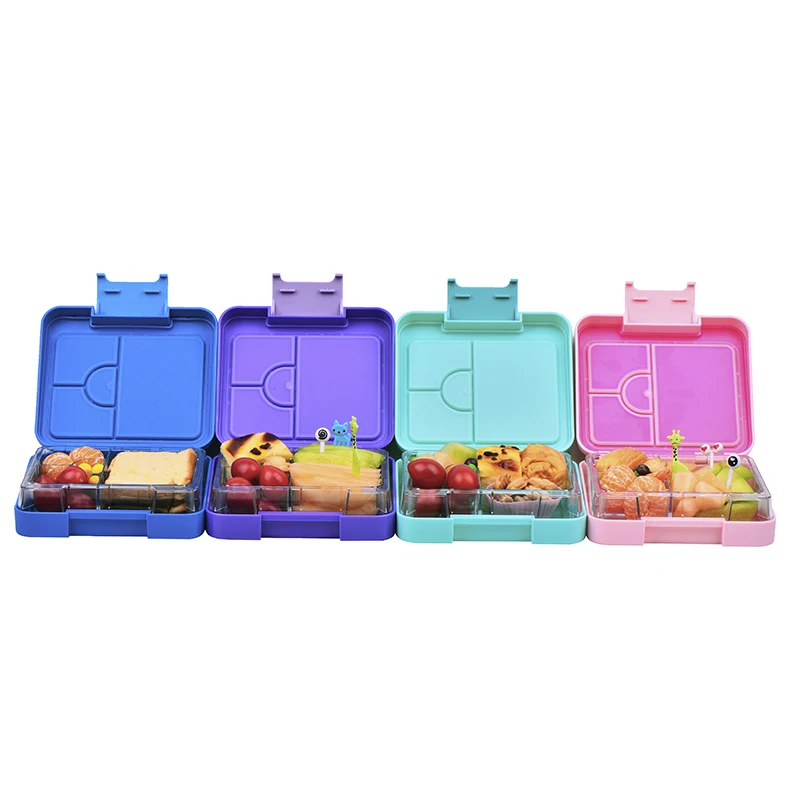 

New Approved Cute back to school Food Container Storage Box Kids Bento Box Spoon leakproof Lunch Box, Blue,pink,purple,green