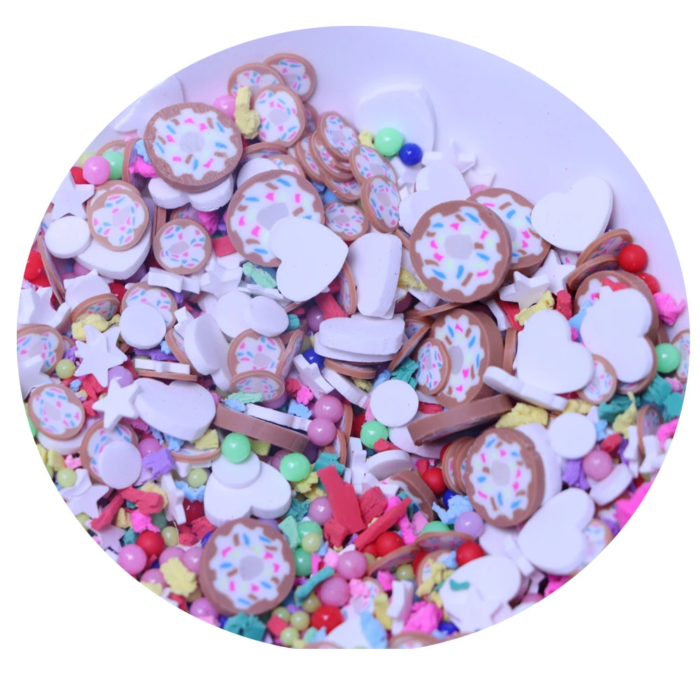 

Kawaii Donut Polymer Clay Sprinkles Slices Food Mix for Nails Art Craft Fillers
