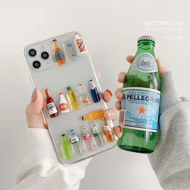 

Cnyexiang Creative stereoscopic bottle for iphone 13 pro Max 12 mobile phone case xr transparent xs Fully wrapped phone cases