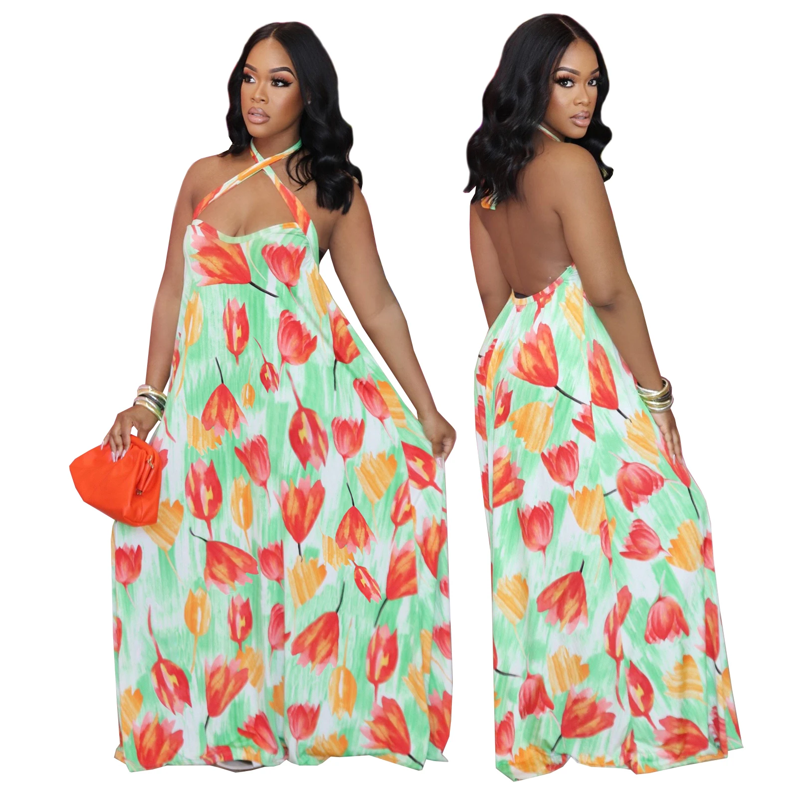 

long summer halter neck dress woman tops fashionable dresses sexy