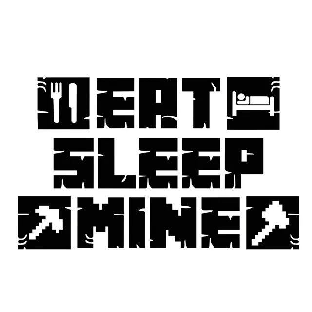 

Carved English EAT SLEEP MINE Black Game Wall Sticker Game Room Background Sticker, As picture