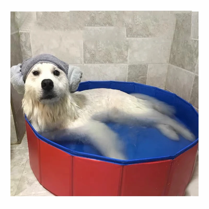 

Foldable Dog Pet Bath Pool Pet Swimming Pool, Blue,red