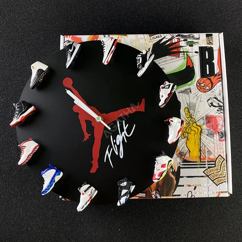 

wholesale basketball shoe flight AJ mini sneakers with 12 wall Air Jordan mini 3d sneaker clock