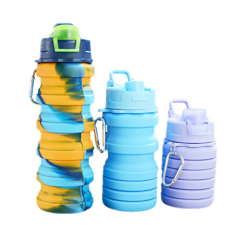 

Custom Logo Silicone Collapsible Sport Drinking Bottle With Straw