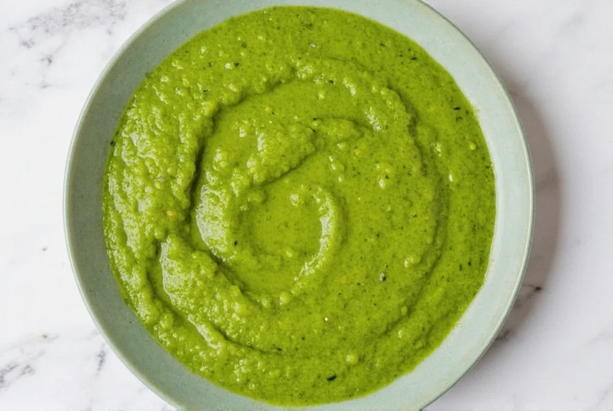 Making homemade sofrito verde in a blender