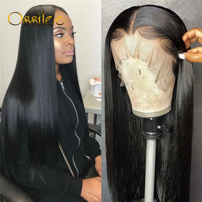 

Raw Indian Human Hair Lace Front Wigs Pre Plucked with Baby Hair Cuticle Aligned 13x4 Lace Frontal Wigs Straight Human Hair 150%