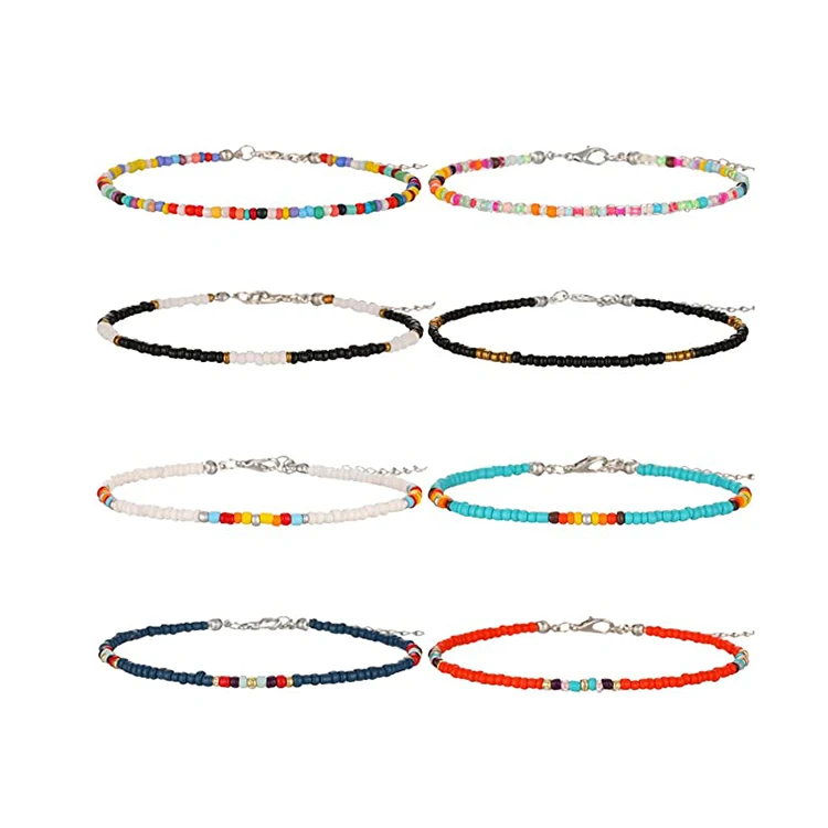 

Newest Summer Handmade Colorful Beaded Chain Adjustable Ankles Gift for Girls