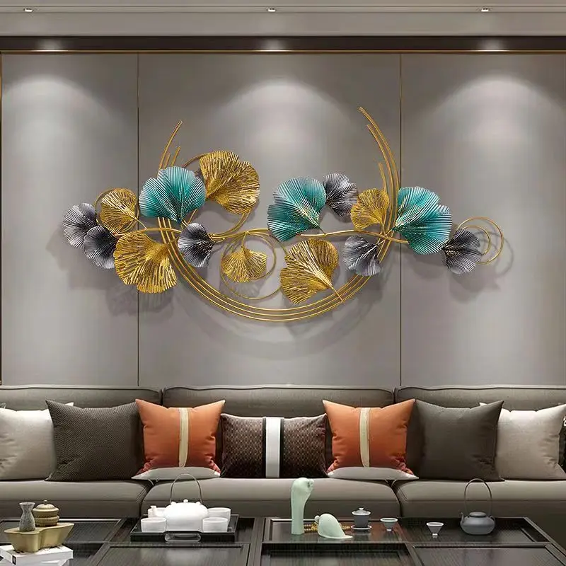 110X60CM Dropshipping 2025 Flower Golden Leaves Luxury Living Room Metal Home Wall Arts Decoration Hangings for Home House Decor