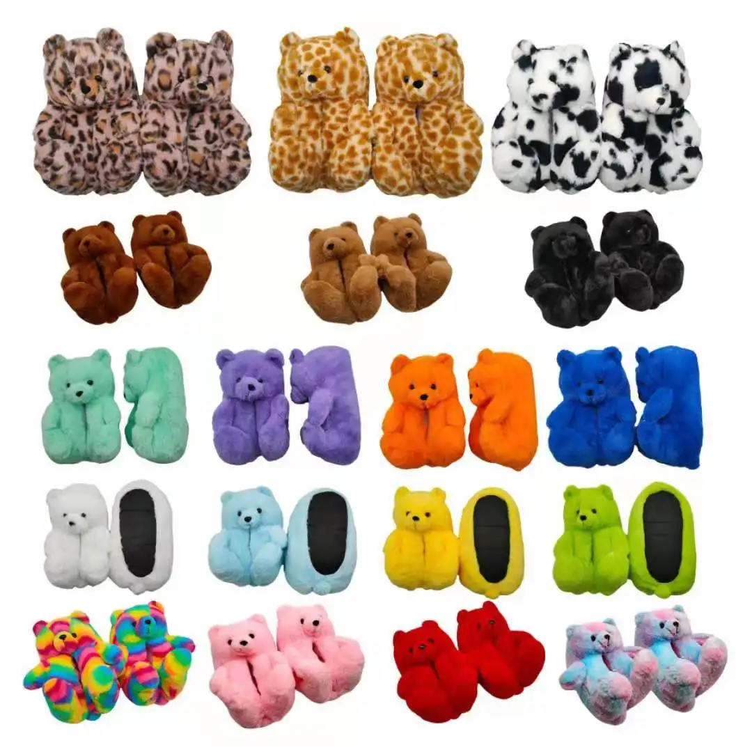 

Teddy Bear Slippers 2021 New Teddy Wholesale Women's Plush New Style Slippers Indoor Teddy Bear Slippers, Customized color