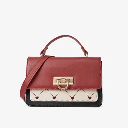 

2021 Custom Luxury Designer Ladies Genuine Leather Messenger Bag Crossbody Handbags Shoulder Bags For Women, Red / black