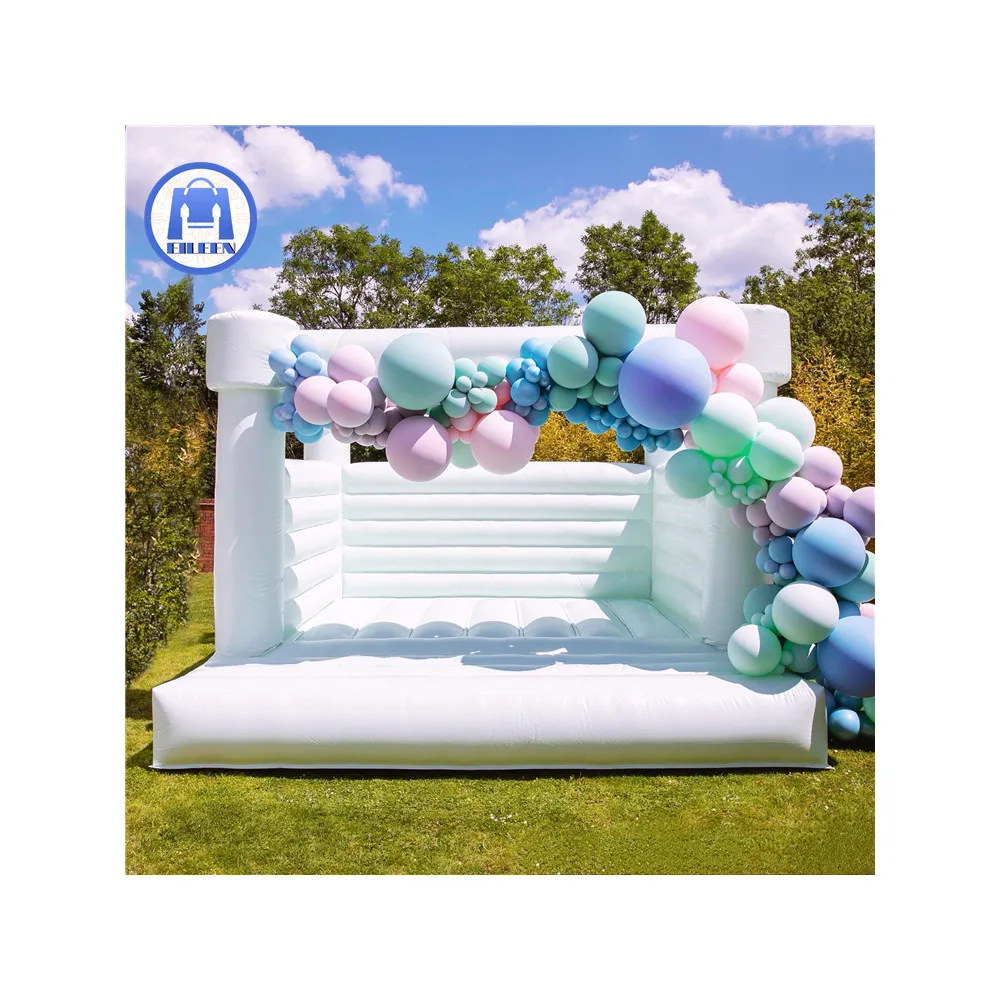 

13'x13' Kids Outdoor Inflatable Mini Green Bouncy Castle Inflatable White Wedding Bounce House With Blower White Bounce House