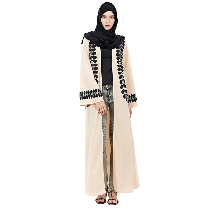 

Clearance SALE malaysia muslim Long sleeve front open maxi dress abaya cardigan front open abaya, Apricot