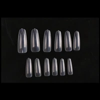 

TSZS new arrival 500pcs false nails long flat coffin acrylic nail tips transparent natural full cover nail tip