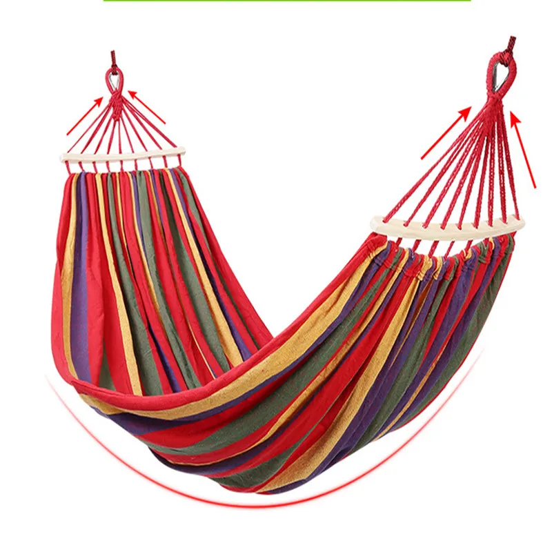 

portable camping hammock with stick / canvas hammock outdoors, Colourful canvas hammock